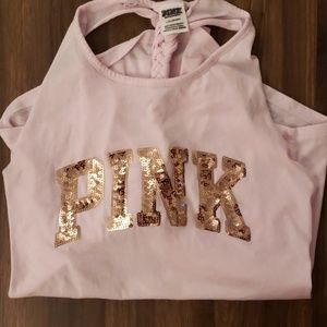 Vs pink L racerback sequins tank